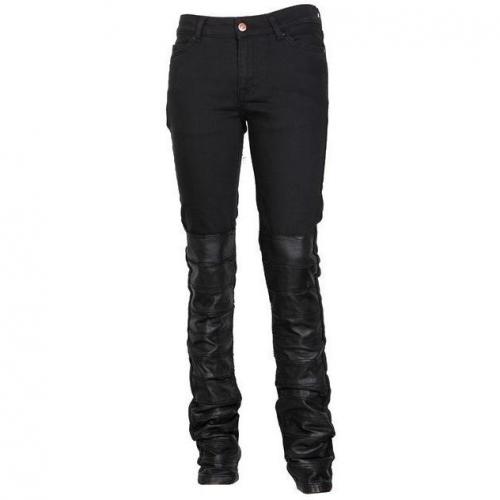 Avelon Jeans Neon mit Lederdetails schwarz