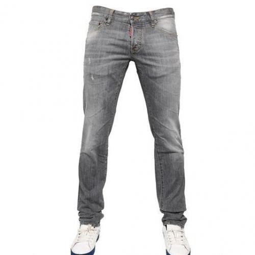 Dsquared - 19Cm Grey Wash Slim Stretch Denim Jeans