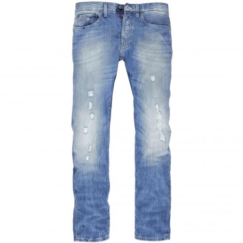 G-Star Herren Jeans 3301 Slim Light Aged Destroyed